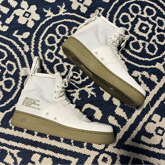 Nike AF1 White Leather Sneakers Zip Back - Main Image